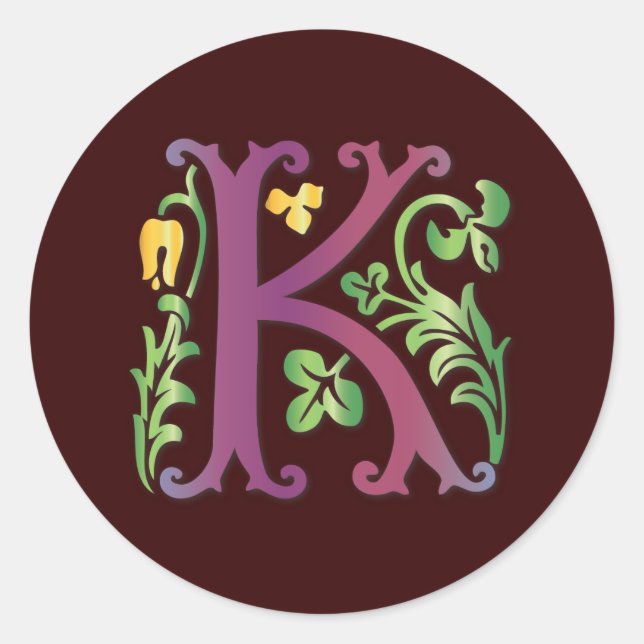 Adesivo Redondo Fleur-de-lis K Monograma (Frente)