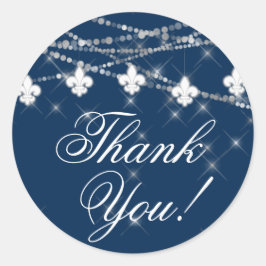 Adesivo Redondo Fleur de Lis Luzes Azuis Marinho | Rústico Obrigad