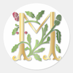 Adesivo Redondo Fleur-de-lis M Monograma