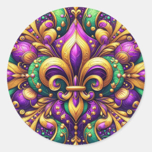 Adesivo Redondo fleur de lis mardi gras