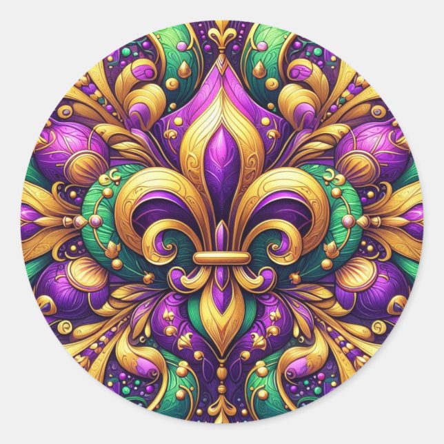 Adesivo Redondo fleur de lis mardi gras (Frente)