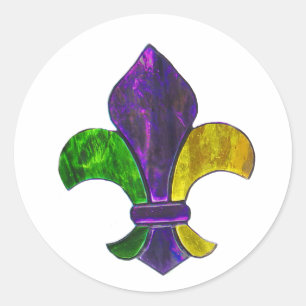 Adesivo Redondo Fleur De Lis Mardi Gras New Orleans Jewel Sparkle