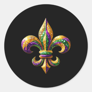 Adesivo Redondo Fleur-de-lis Mardi Gras - Símbolo Carnaval - Parad
