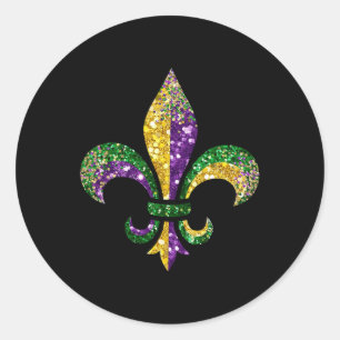 Adesivo Redondo Fleur De Lis Mardi Gras Símbolo Louisiana Nova Orl