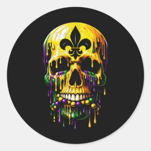 Adesivo Redondo Fleur De Lis Mardi Gras Skulls Men Women Girls Boy