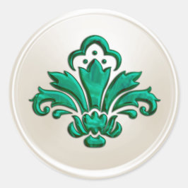 Adesivo Redondo Fleur de Lis, marfim e Limão