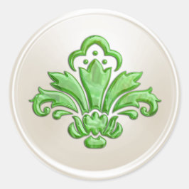 Adesivo Redondo Fleur de Lis, marfim e Limão