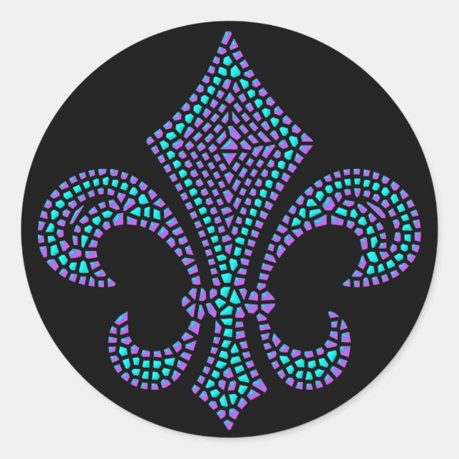 Adesivo Redondo Fleur De Lis Mosaico Bevel Pastel (Frente)