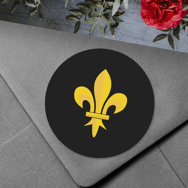 Adesivo Redondo Fleur de Lis no Black Sticker (Fleur de Lis on Black Sticker)