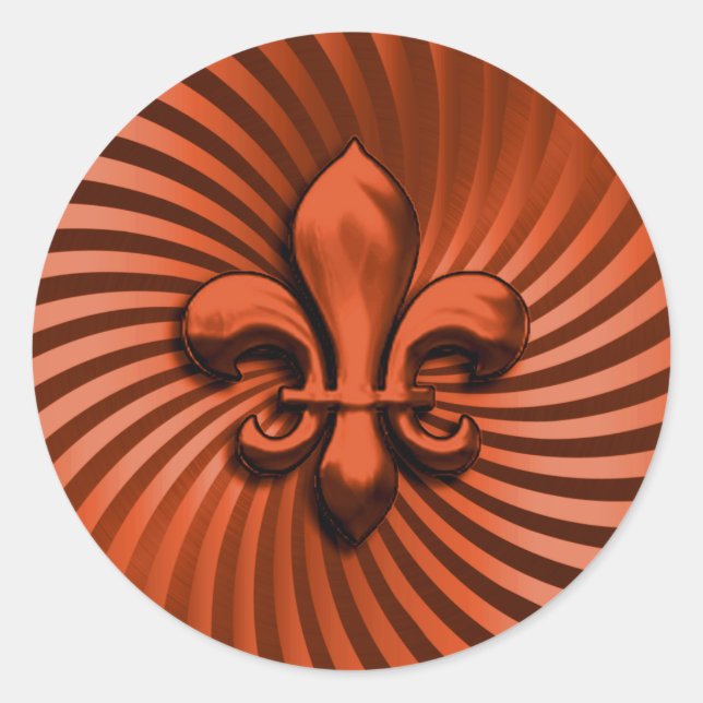 Adesivo Redondo Fleur de Lis no Fundo de ferrugem (Frente)