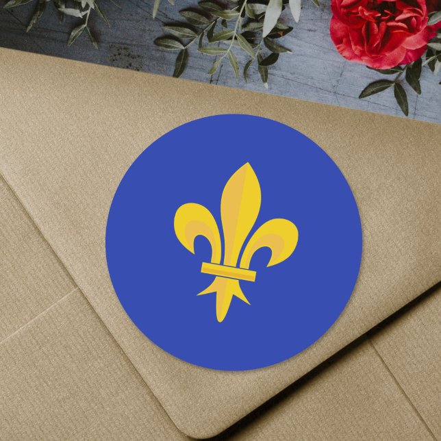 Adesivo Redondo Fleur de Lis no Royal Blue Sticker (Fleur de Lis on Royal Blue Sticker)