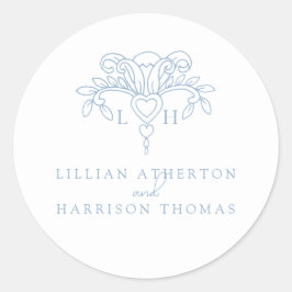 Adesivo Redondo Fleur de lis obrigado de casamento
