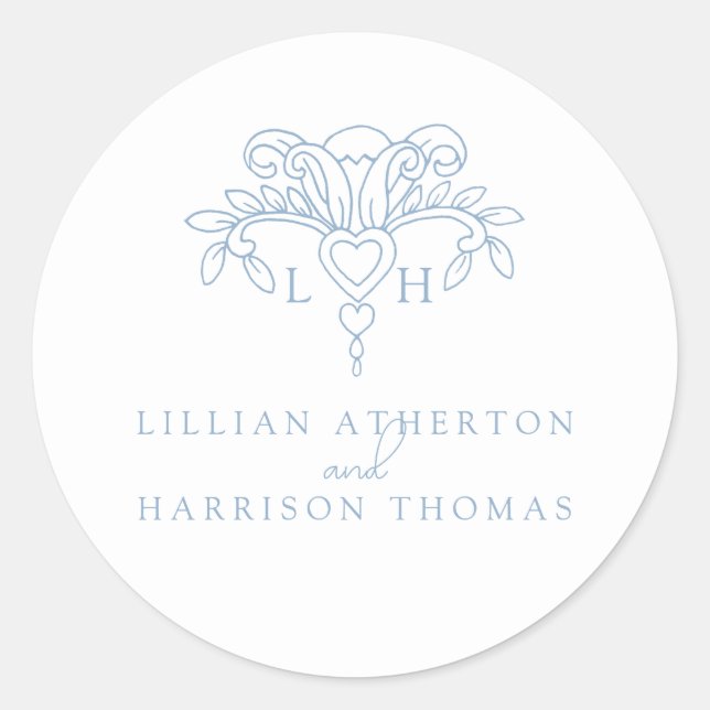 Adesivo Redondo Fleur de lis obrigado de casamento (Frente)