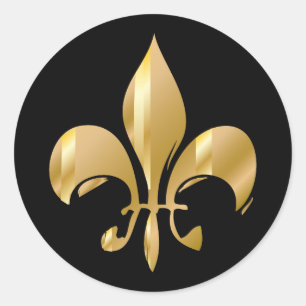 Adesivo Redondo Fleur de Lis Ouro Puro
