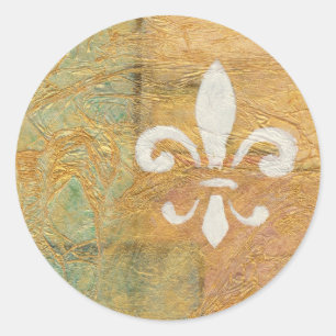 Adesivo Redondo Fleur De Lis Pastel White Art