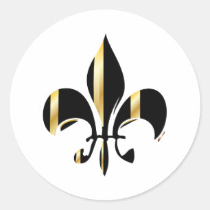 Adesivo Redondo Fleur de Lis Preto e Dourado