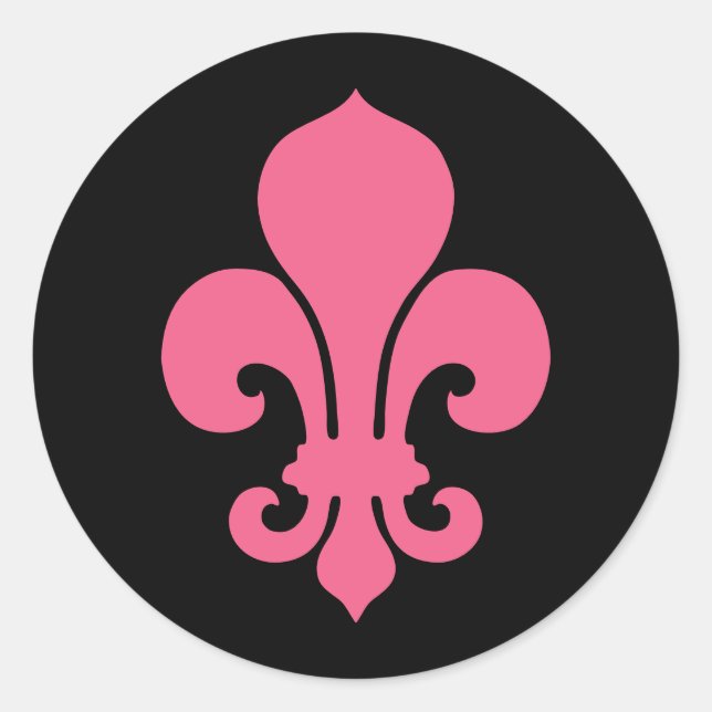 Adesivo Redondo Fleur de Lis rosa (Frente)