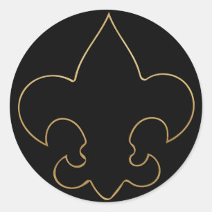 Adesivo Redondo Fleur De Lis Selos Pretos E Dourados