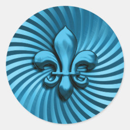 Adesivo Redondo Fleur de Lis sobre o fundo turquesa