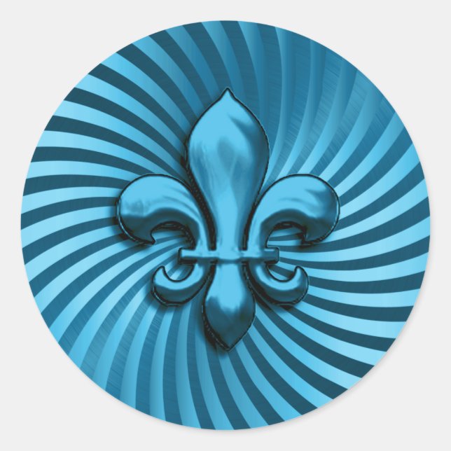 Adesivo Redondo Fleur de Lis sobre o fundo turquesa (Frente)