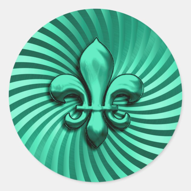 Adesivo Redondo Fleur de Lis sobre o fundo verde (Frente)