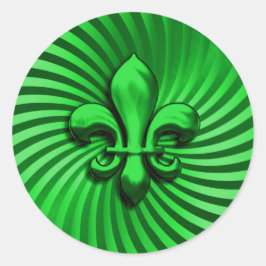Adesivo Redondo Fleur de Lis sobre o fundo verde