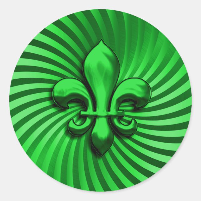 Adesivo Redondo Fleur de Lis sobre o fundo verde (Frente)
