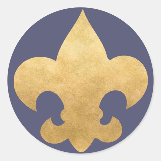 Adesivo Redondo Fleur De Lis Stickers Azul E Dourado Elegante (Frente)