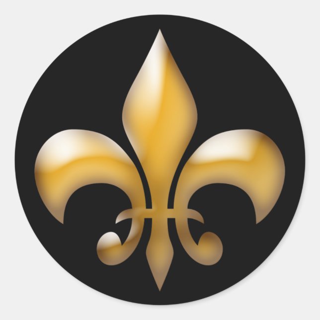 Adesivo Redondo Fleur de Lis Stickers em preto e Dourado (Frente)