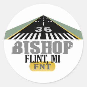Adesivo Redondo Flint, MI Bishop Airport FNT Airport Runway