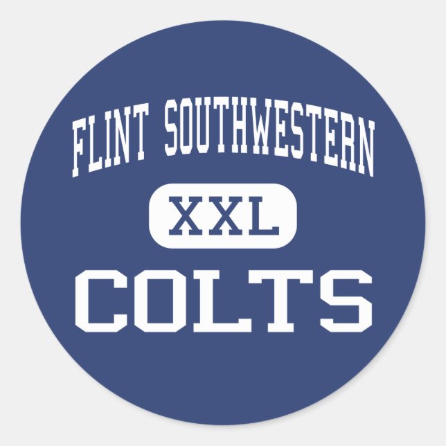 Adesivo Redondo Flint Southwestern - Colts - High - Flint Michigan (Frente)