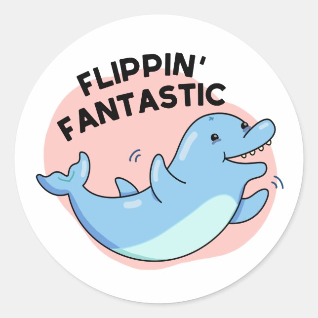 Adesivo Redondo Flippin Fantástico Dolphin Pun (Frente)