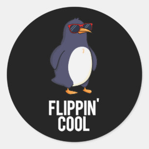 Adesivo Redondo Flippin Legal Penguin Pun Dark BG