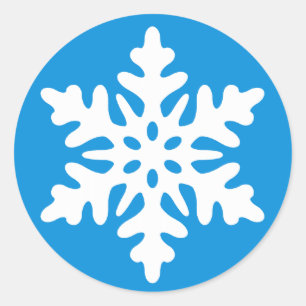 Adesivo Redondo Floco de Envelope de Natal Azul com Floco de Neve 