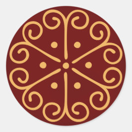 Adesivo Redondo Floco de Envelope de Natal Vermelho Escuro com Flo