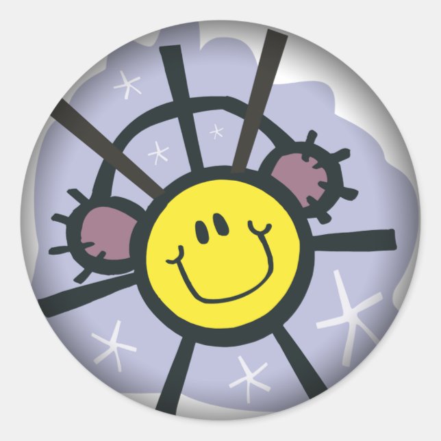 Adesivo Redondo Floco de neve amarelo com algemas (Frente)