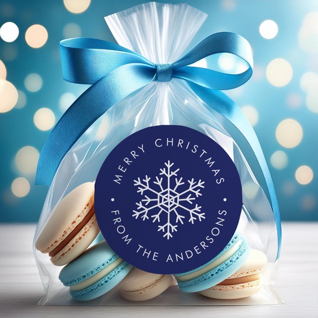 Adesivo Redondo Floco de neve azul (Criador carregado)