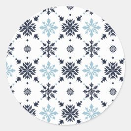 Adesivo Redondo Floco de neve azul claro e branco