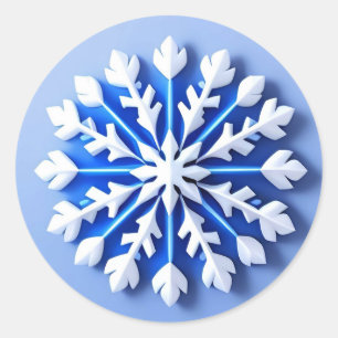 Adesivo Redondo Floco de Neve Azul Detalhado