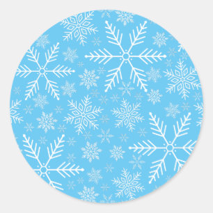 Adesivo Redondo Floco de neve azul esguicho-branco de inverno Eleg