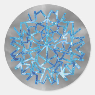 Adesivo Redondo Floco de Neve Azul Frost