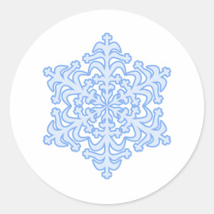 Adesivo Redondo Floco de neve azul gelado delicado do Natal do