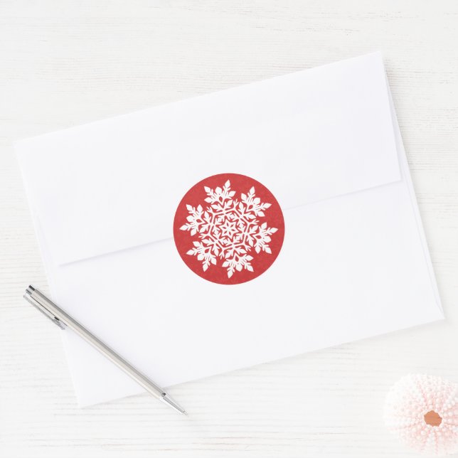 Adesivo Redondo  Floco de Neve Branco (Cranberry)  (Envelope)