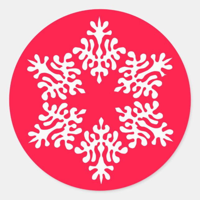 Adesivo Redondo Floco de neve branco escandinavo de Natal (Frente)