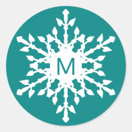 Adesivo Redondo Floco de neve branco monograma em lacre