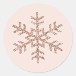 Adesivo Redondo Floco de neve brilhante de popa Dourada rosa