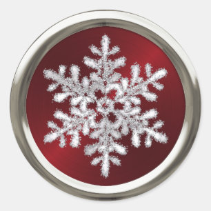 Adesivo Redondo Floco de neve de cristal prateado no selo de envel