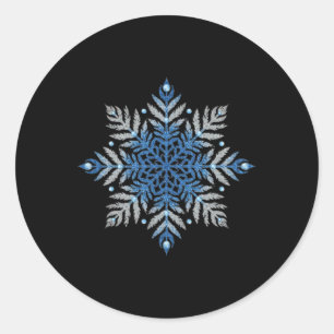 Adesivo Redondo Floco de Neve de Férias Fofo Inverno Neve Chic Cas