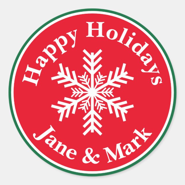 Adesivo Redondo Floco de neve de Natal (Frente)