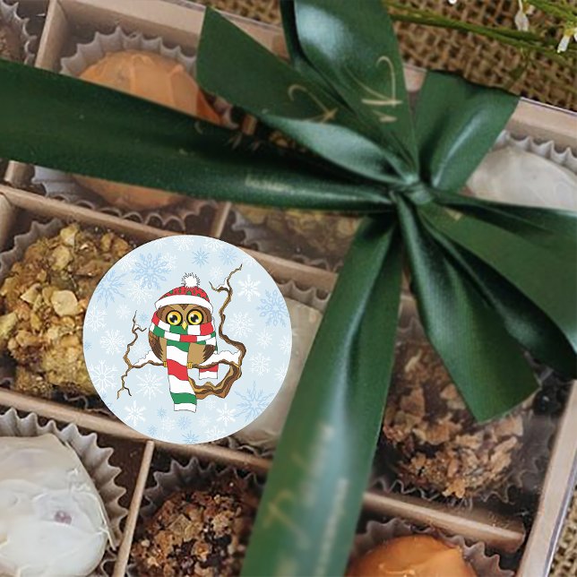 Adesivo Redondo Floco de Neve de Natal (Criador carregado)